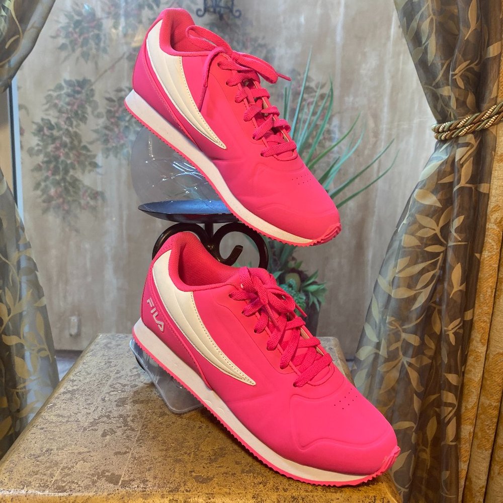 Fila Bright Pink & White Retro Athleisure Sneakers